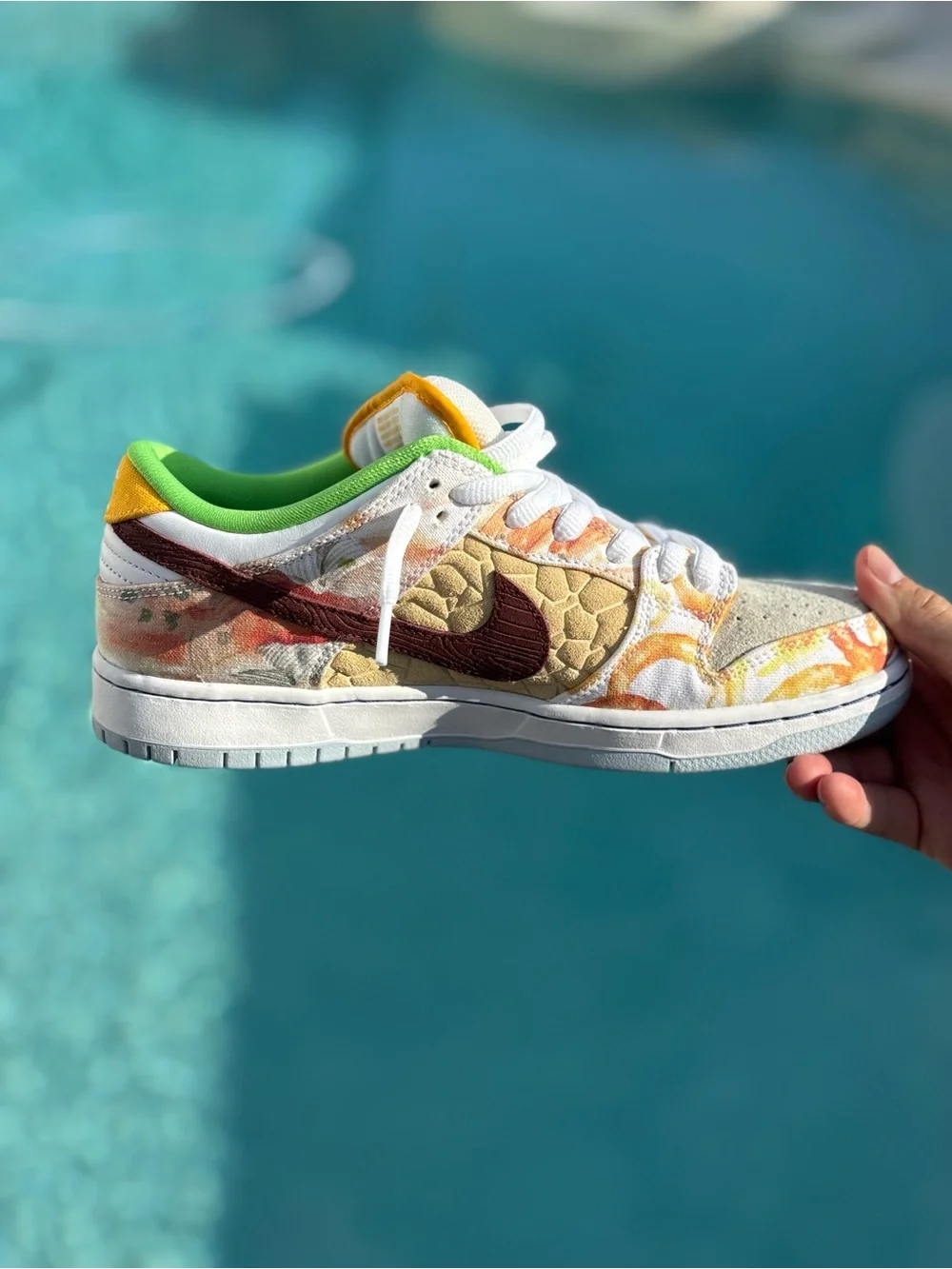 Two-Tone Tie-Dye Skate Sneakers - Orange, Green & Black